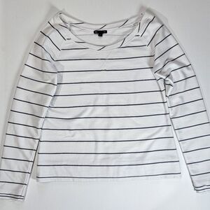 Gap Sweatshirt Womens Small White Grey Stripe Casual Fall Capule Wardrobe‎ Top